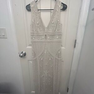 Adrianna Papell Cream Beaded Dress